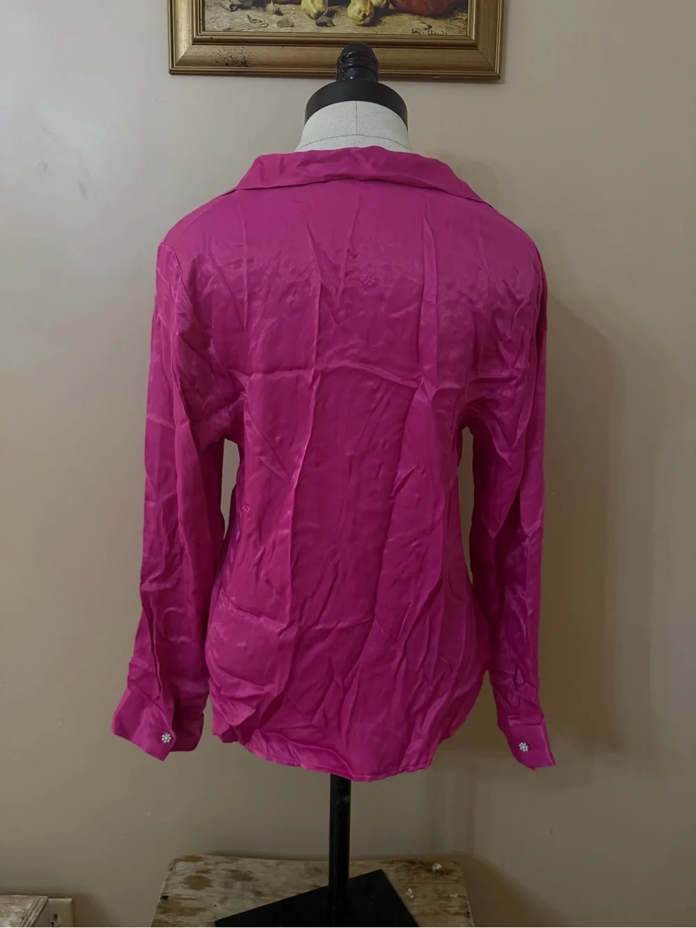 Zara Tie-Neck Button-Front pink Blouse